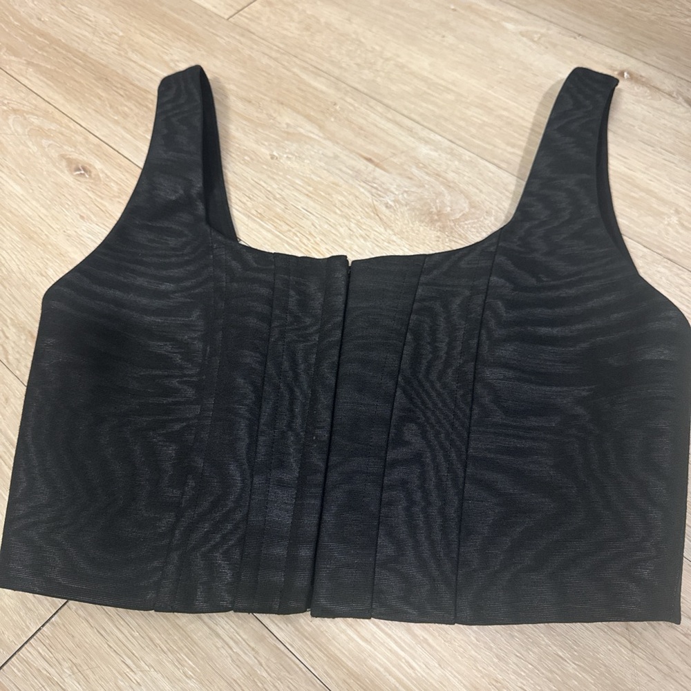 Alice + Olivia Black Fitted Bustier Crop Top